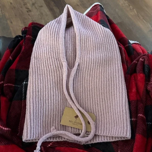 NWT Melifluos Hooded Scarf Beanie for Women Balaclava Scarves Hat, Pink - Picture 6 of 6